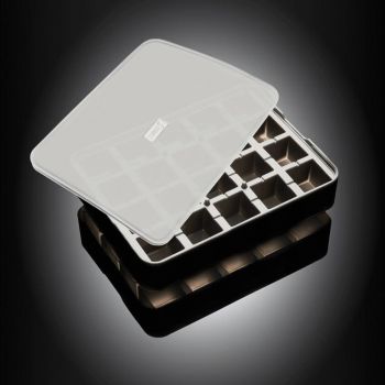 Lurch ijsblokjesvorm uit silicone kubus met deksel zwart 3x3cm